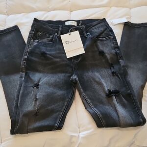 LAST CHANCE Edgy Black Distressed Skinny Jeans